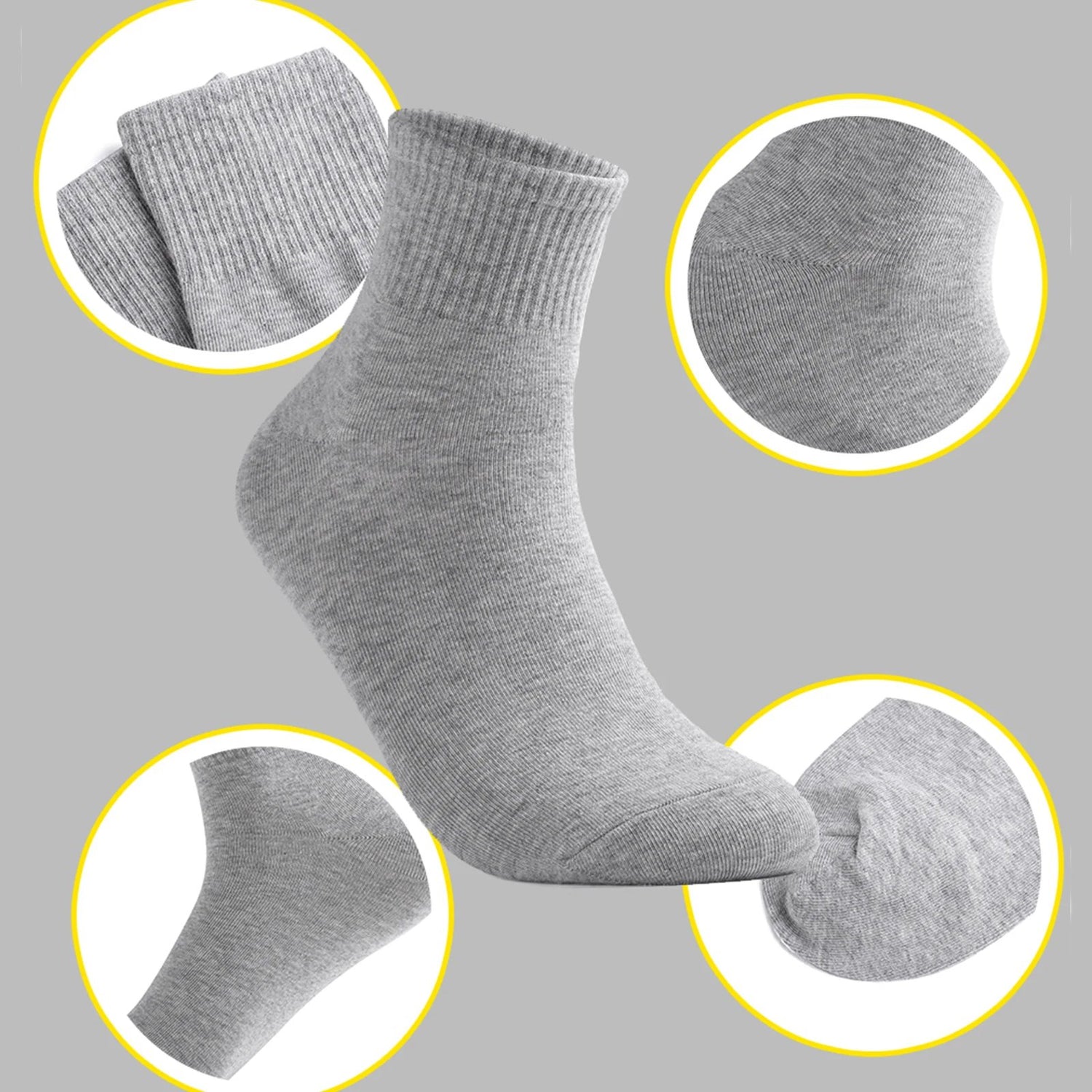 Men Sports Socks Anti-slip Breathable Solid Cotton Socks 5 Pairs 912305